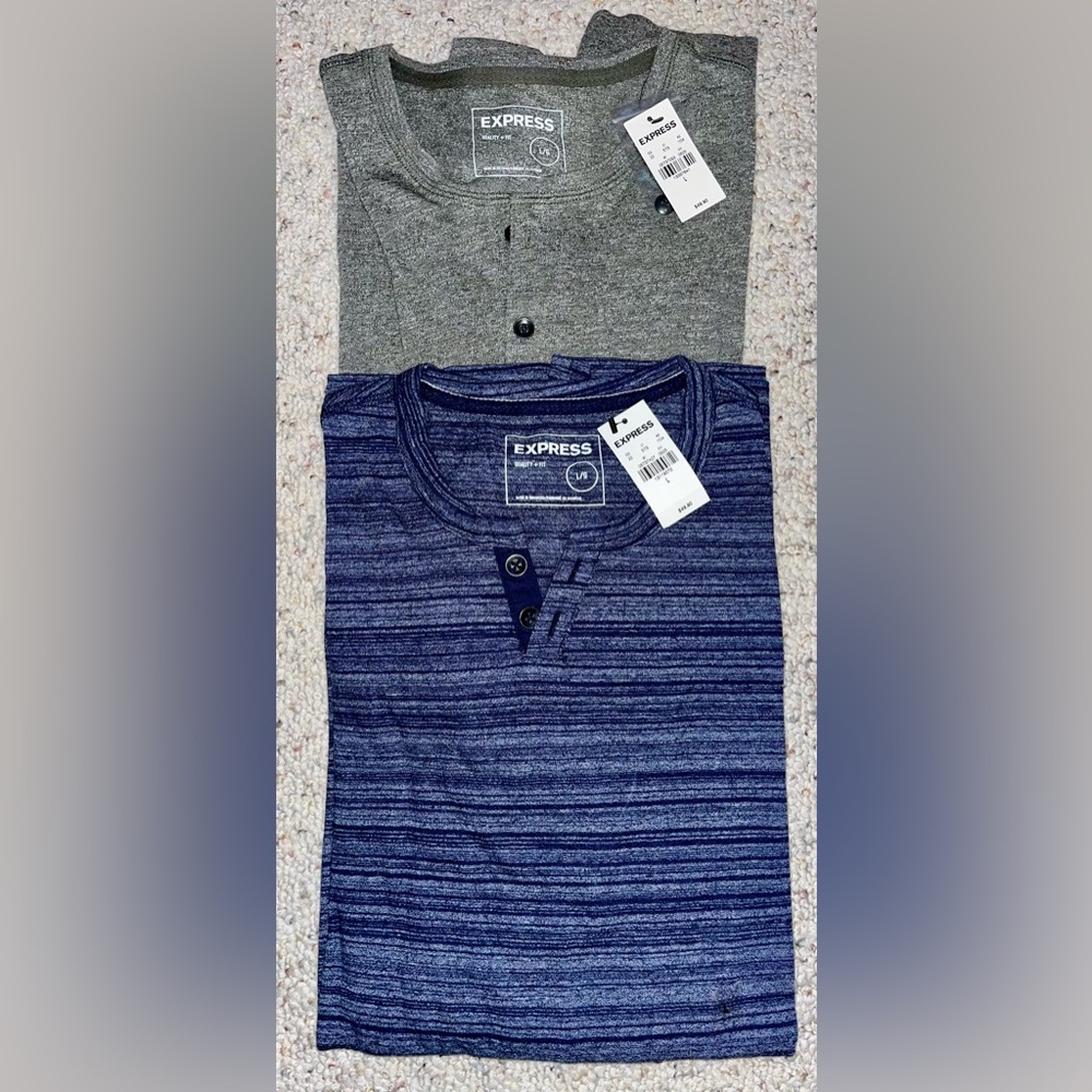 2 Express Men’s Size Lg Long-Sleeve Cotton/Polyester Blend Shirts - NEW W/TAGS